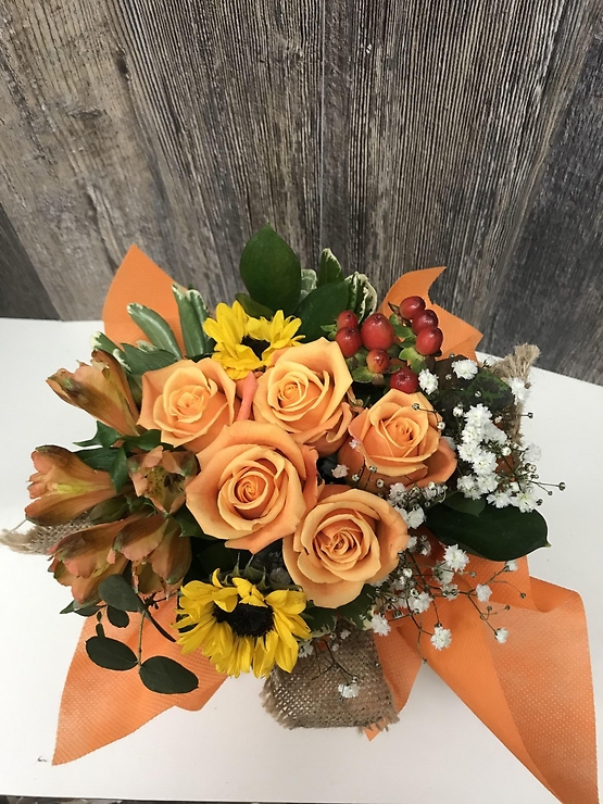 Orange Beautiful In Burlap Bouquet
