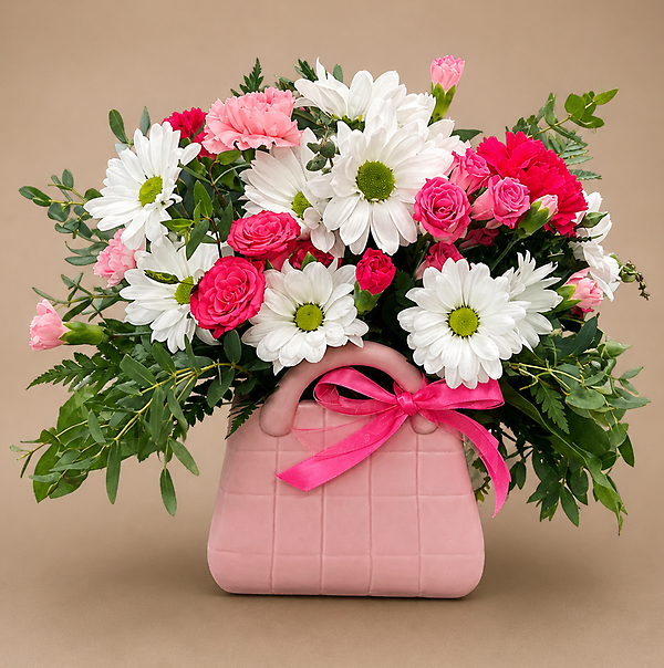 Pink Purse Daisy Arrangement